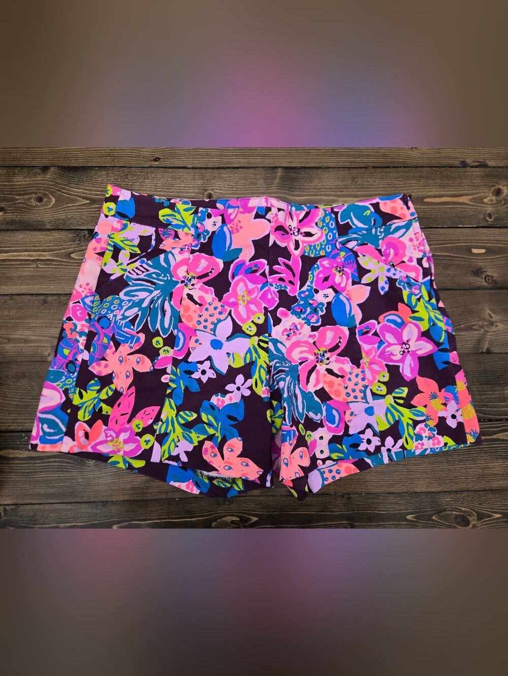 Womens Lilly Pulitzer Vibrant Floral High Waisted Shorts Size 6